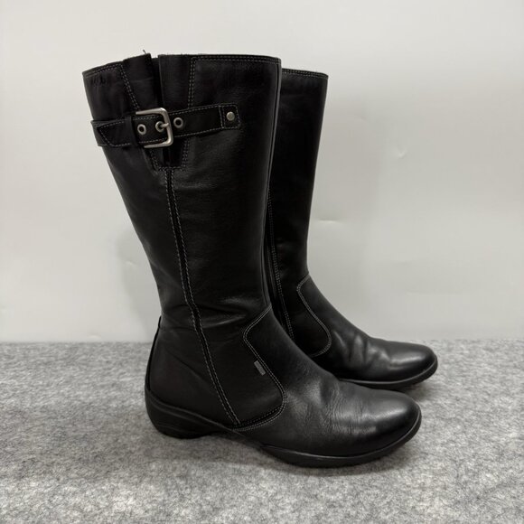 Ecco Women’s Gore-Tex Black Leather Mid-Calf Boots EU 40 US 9 Zip Buckle Warm